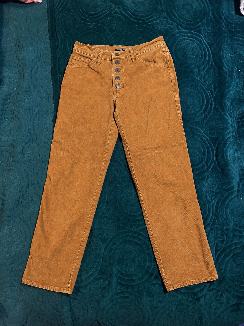 Lucky Brand Corduroy Straight Leg Pants in Caramel